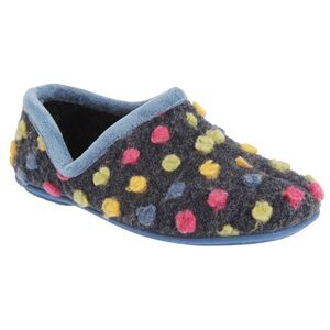 Sleepers Womens/Ladies Jade Dotted Full Slippers / Light Blue/Multi